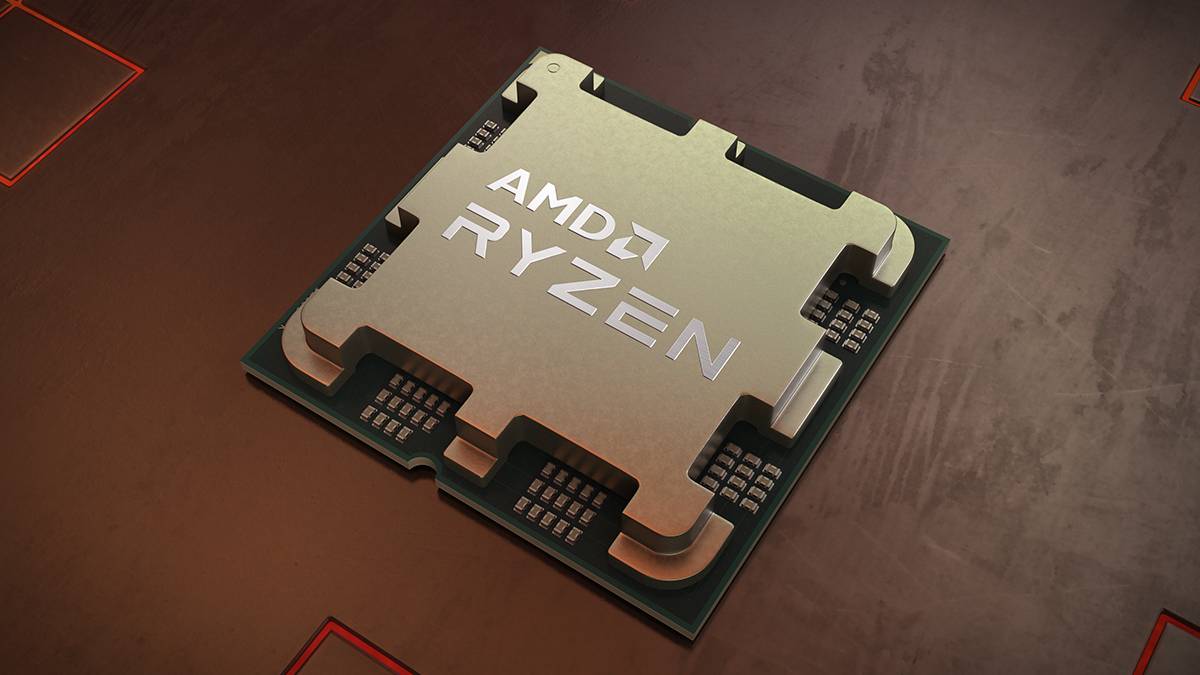 AMD Ryzen chip on wooden background