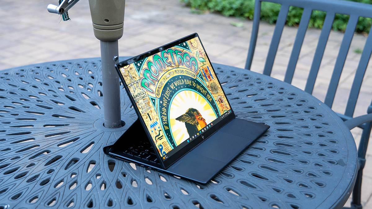 HP laptop in folio mode