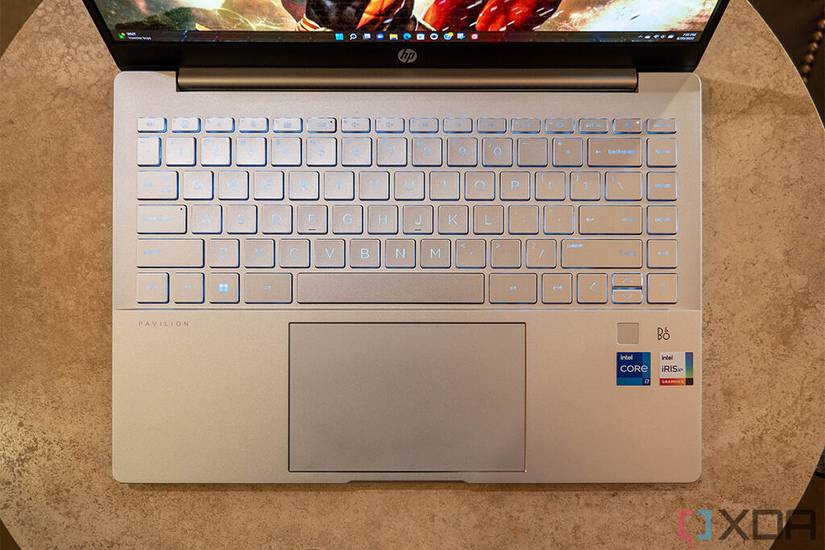 Top-down view of Pavilion Plus keyboard
