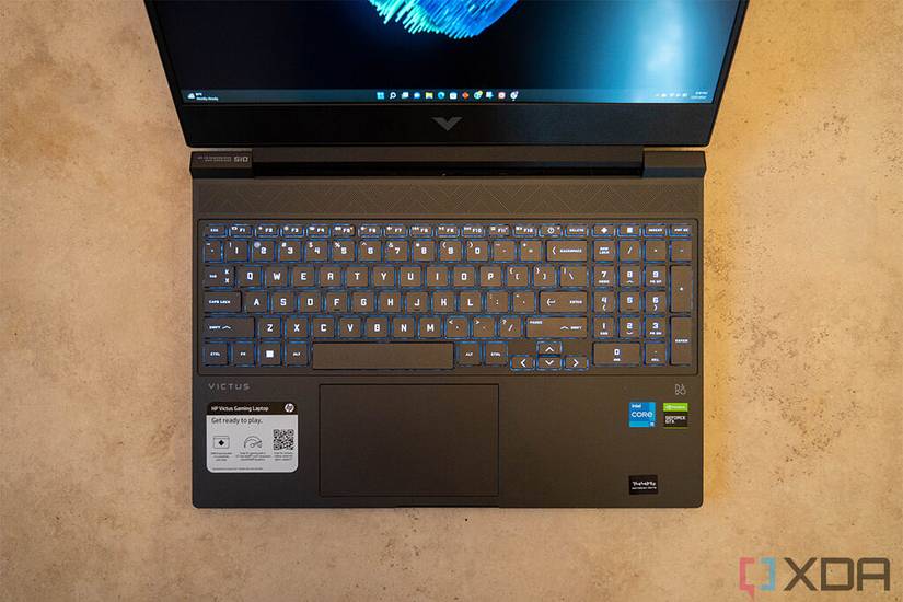 Top down view of HP Victus 15 keyboard