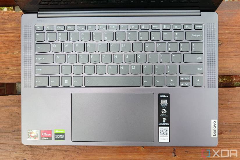 Overhead view of the keyboard on the Lenovo Slim 7 Pro X