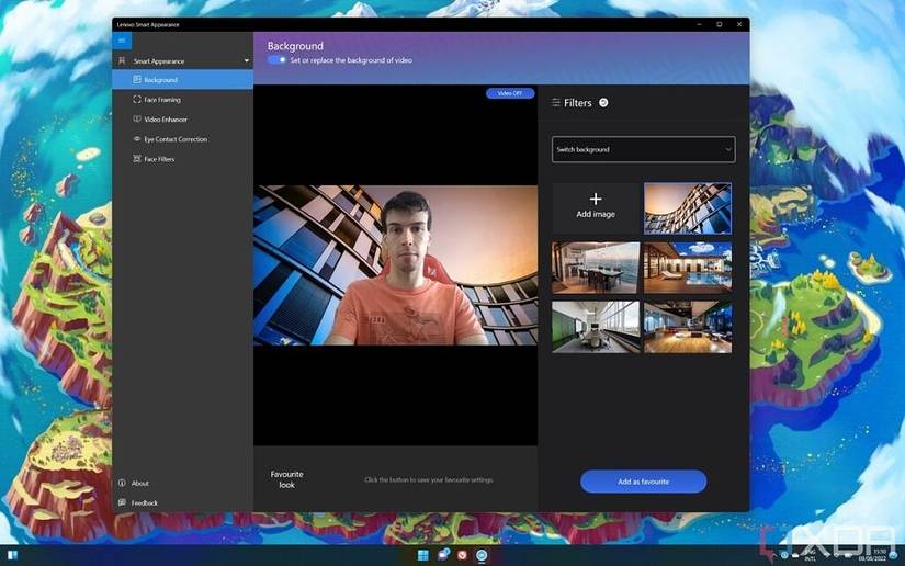 Screenshot of Lenovo Smart Appearance app open over the Windows desktop background