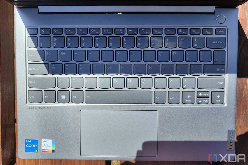 Overhead view of the keyboard and touchpad on the Lenovo ThinkBook 13s Gen 4