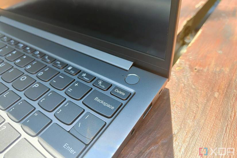 Close-up view of the power button on the Lenovo ThinkBook 13s Gen 4