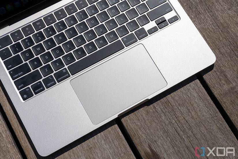 Angled view of MacBook Air trackpad