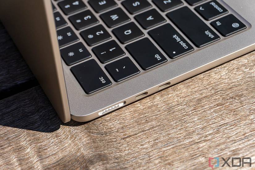 View of MacBook ports
