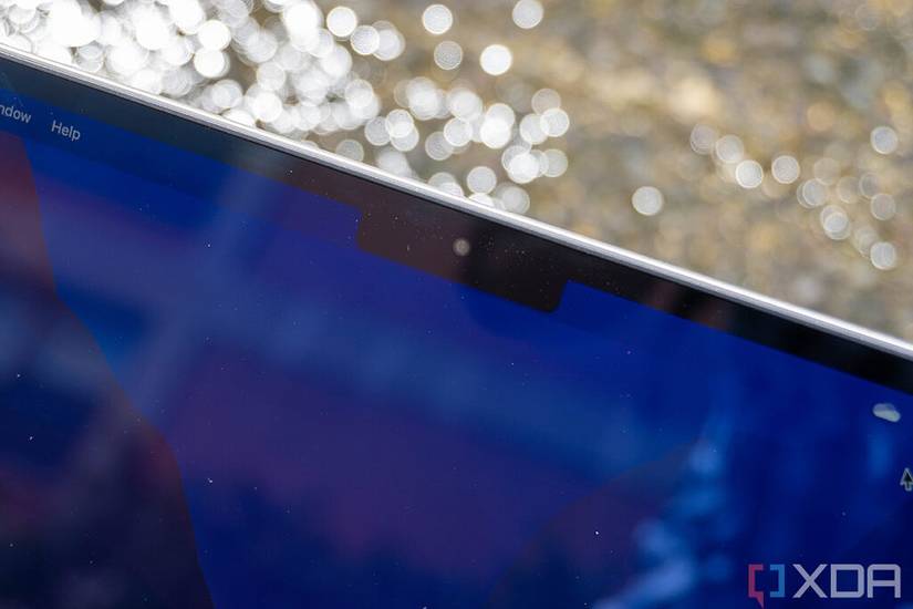 Close up of notch on MacBook display