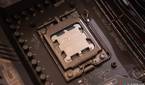 Angled view of AMD Ryzen 7950X installed on a motherboard