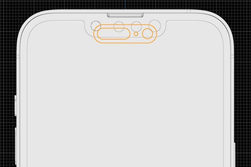 A 3D render to show Apple Dynamic Island vs notch alignment.
