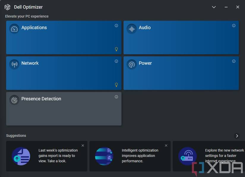 Screenshot of Dell Optimizer