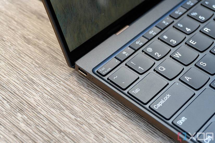 Angled view of ports on ThnkPad Z13