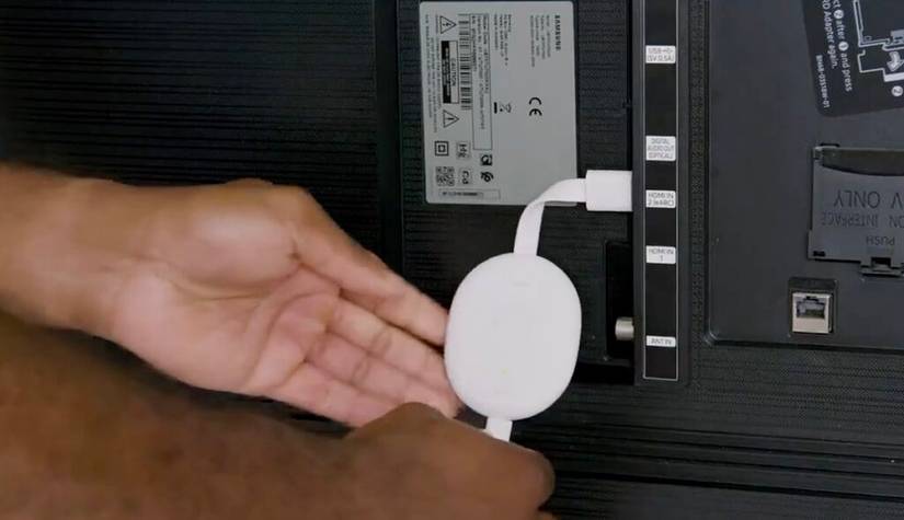 Screenshot from Chromecast with Google TV (HD) training video showing the device.