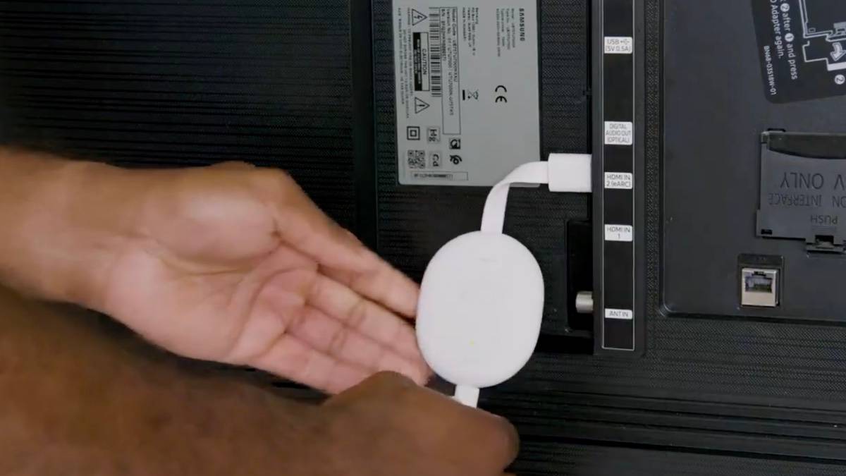Screenshot from Chromecast with Google TV (HD) training video showing the device.