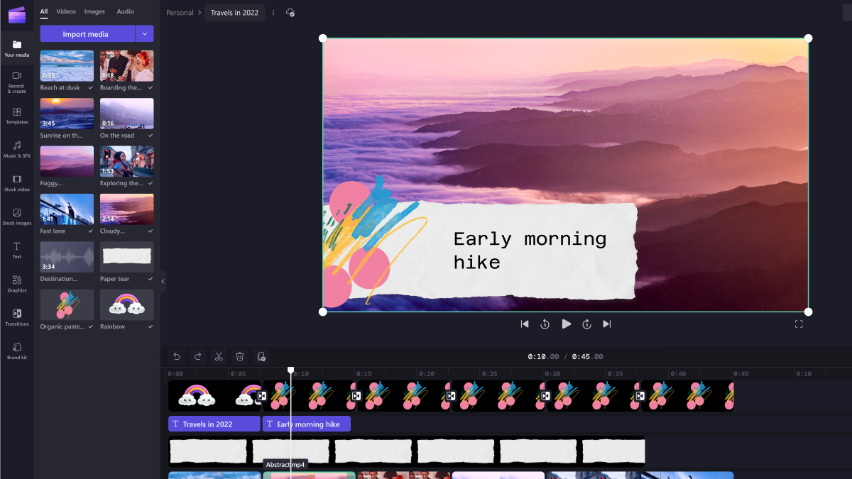 A cropped screenshot of Clipchamp running when the user has a Microsoft 365 subscription