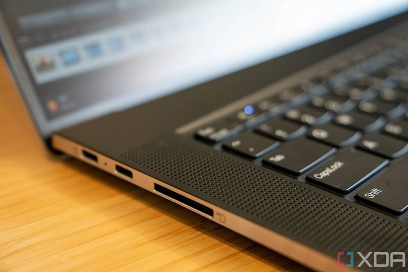 Angled view of ports on ThinkPad Z16