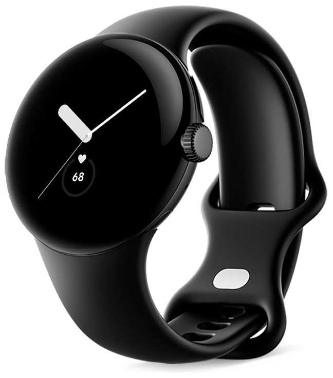 Matte Black Google Pixel Watch on white background.