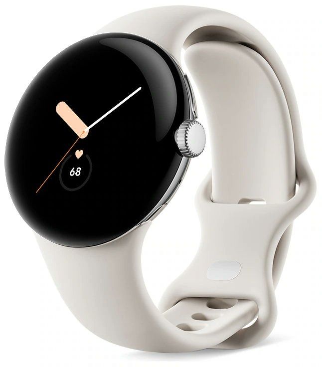 Silver Pixel Watch on white background.