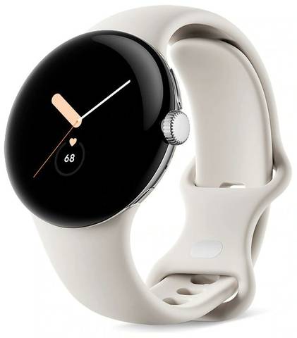 Silver Pixel Watch on white background.