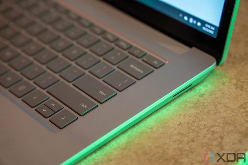 Angled view of Surface Connect port on the side of laptop.