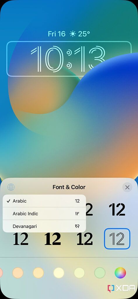choosing the script of the time on iPhone Lock Screen