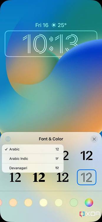 choosing the script of the time on iPhone Lock Screen