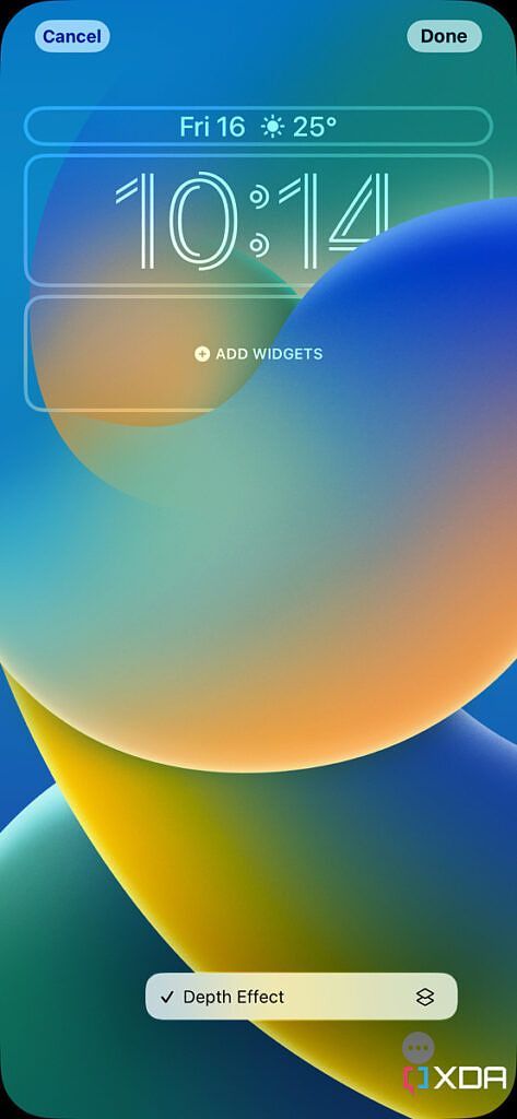 depth effect toggle on iOS lock screen