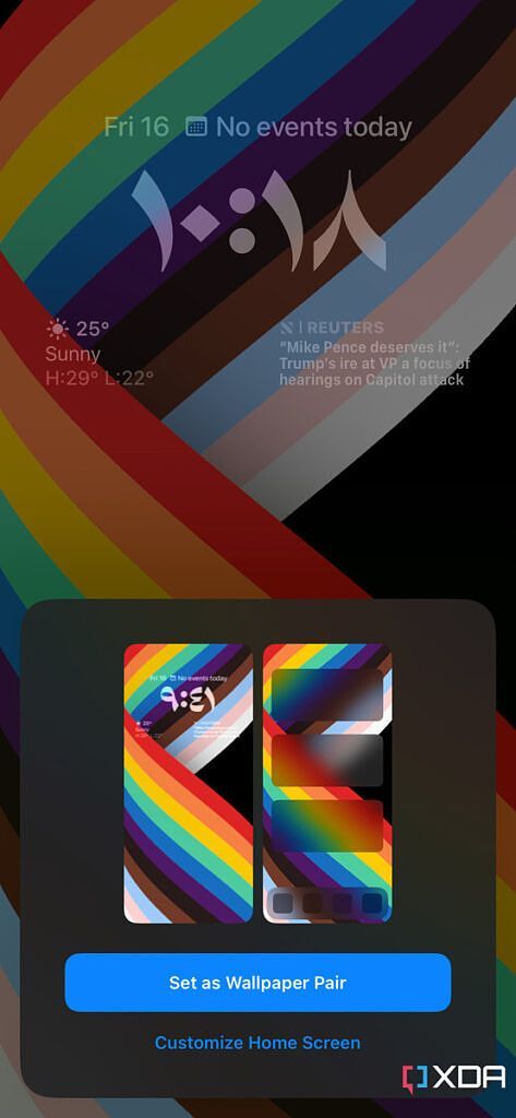 set as wallpaper pair and customize Home Screen options on iOS