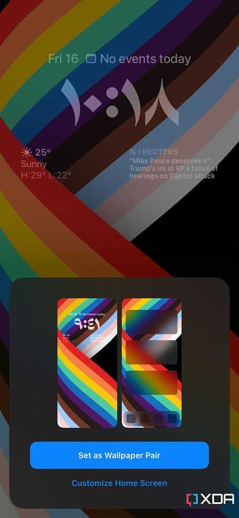 set as wallpaper pair and customize Home Screen options on iOS