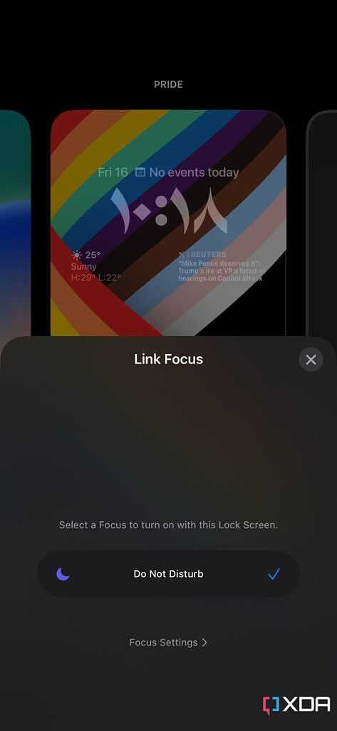 choosing which focus mode to link to on iOS
