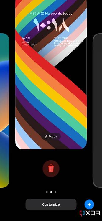 swiping up on a wallpaper to delete it