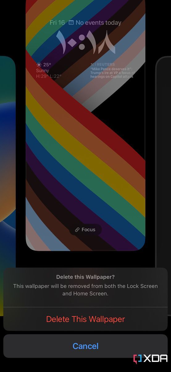 delete this wallpaper button on iOS 