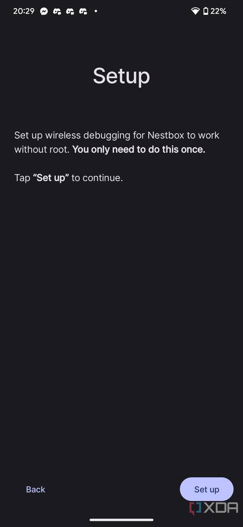 Setup page of Nestbox on the Google Pixel 7