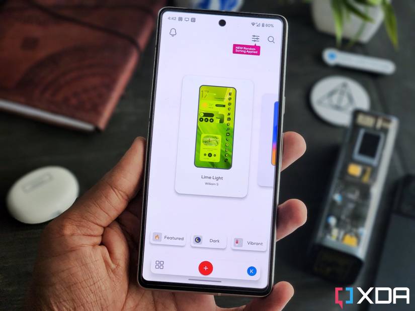 An image showing a person holding a Google Pixel 7 with the Palette app open.