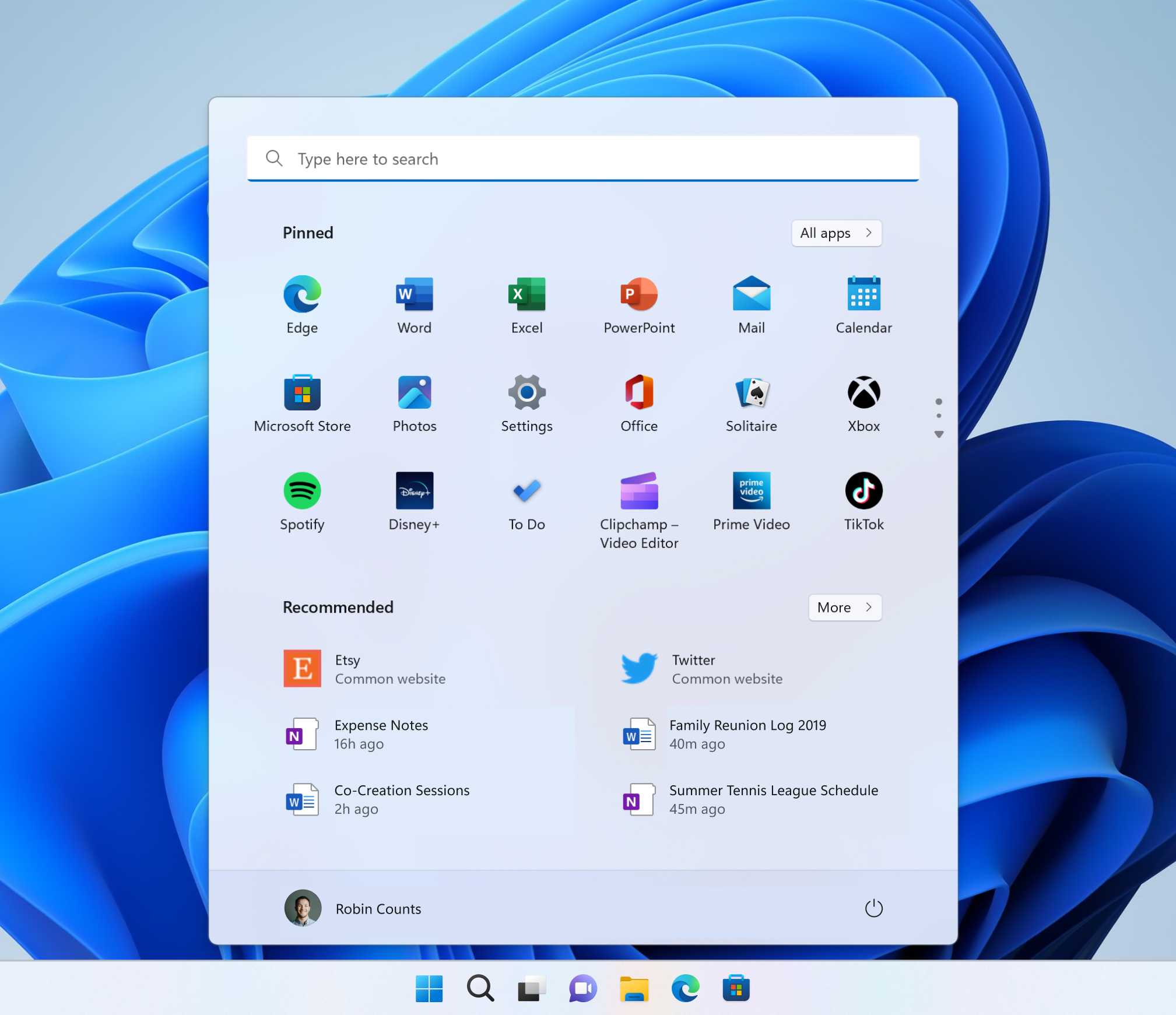 Screenshot of the Windows 11 Start menu showing recommended websites
