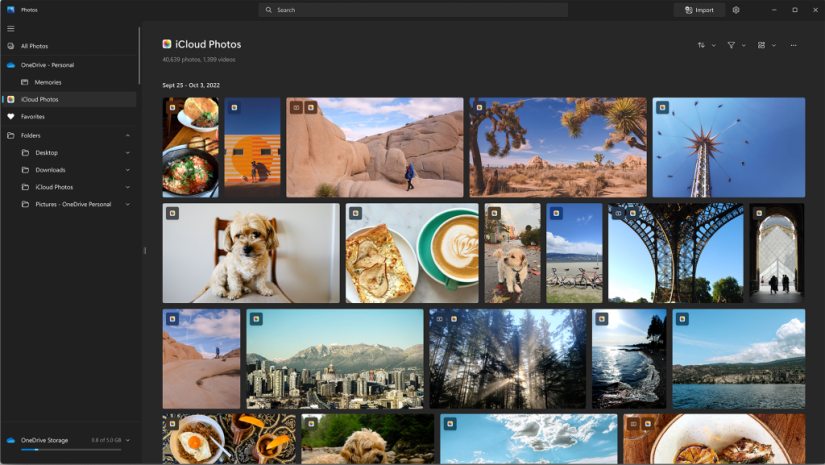 iCloud photos in the Windows 11 Photos app