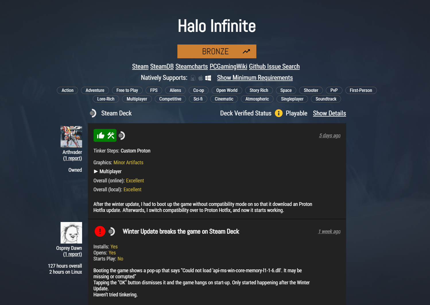 Halo Infinite on ProtonDB