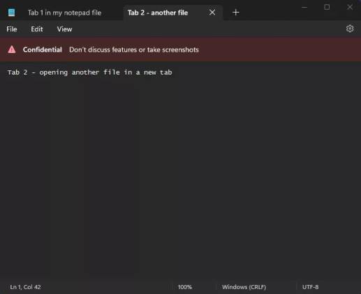 Tabs in the Windows 11 Notepad app