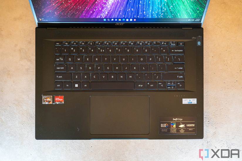 Top down view of laptop keyboard