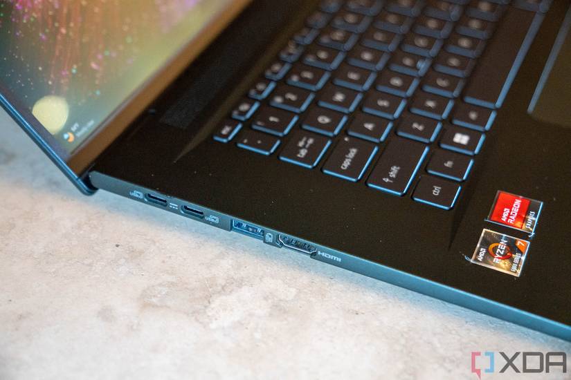Angled view of ports on Acer Swift Edge