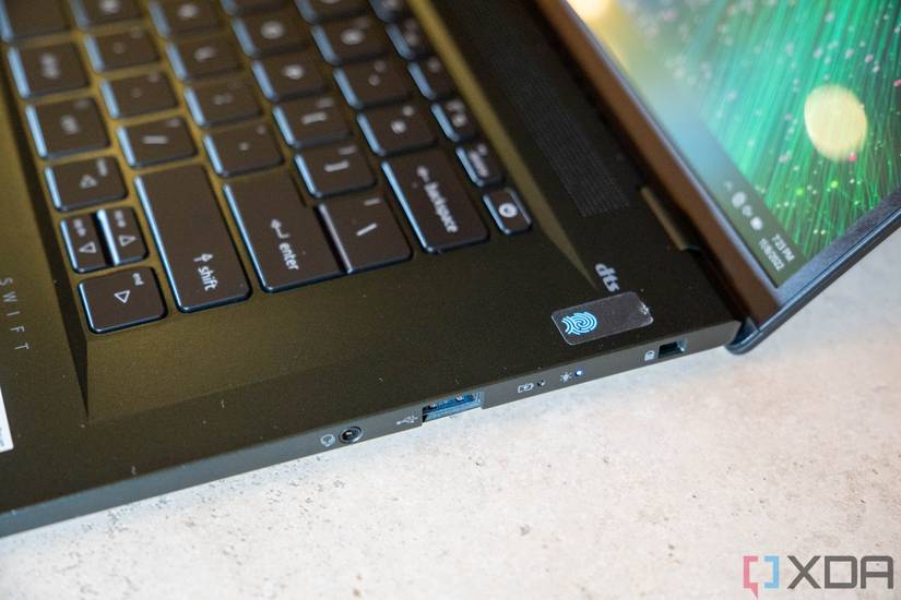 Angled view of ports on Acer Swift Edge