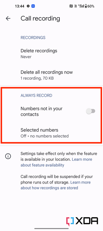 All record phone calls option inside the Phone by Google app