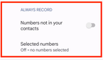 All record phone calls option inside the Phone by Google app