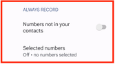 All record phone calls option inside the Phone by Google app