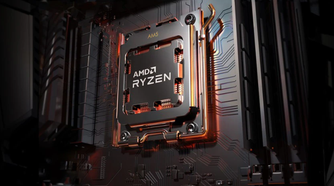 A render of a Ryzen 7000 CPU in an AM5 motherboard.