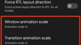 Animation scaling options in Android 13