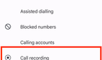 call recording setting inside the Phone by Google ap