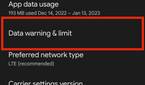 Data warning in Android 13