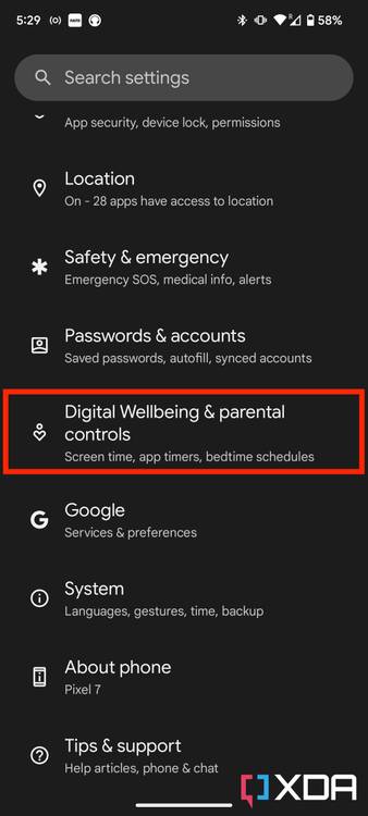 Digital Wellbeing features in Android 13