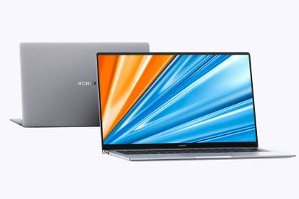 Front and rear views of the Honor MagicBook 16 laptop