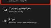 Netowrk and internet option in settings